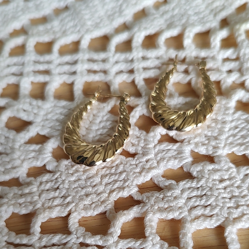 10k Gold Twisted Hoop Earrings - Women Jewelry